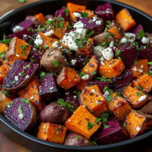 Roasted Beets Sweet Potatoes with Feta Recipe