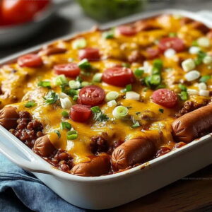 Loaded Chili Cheese Dog Casserole Recipe