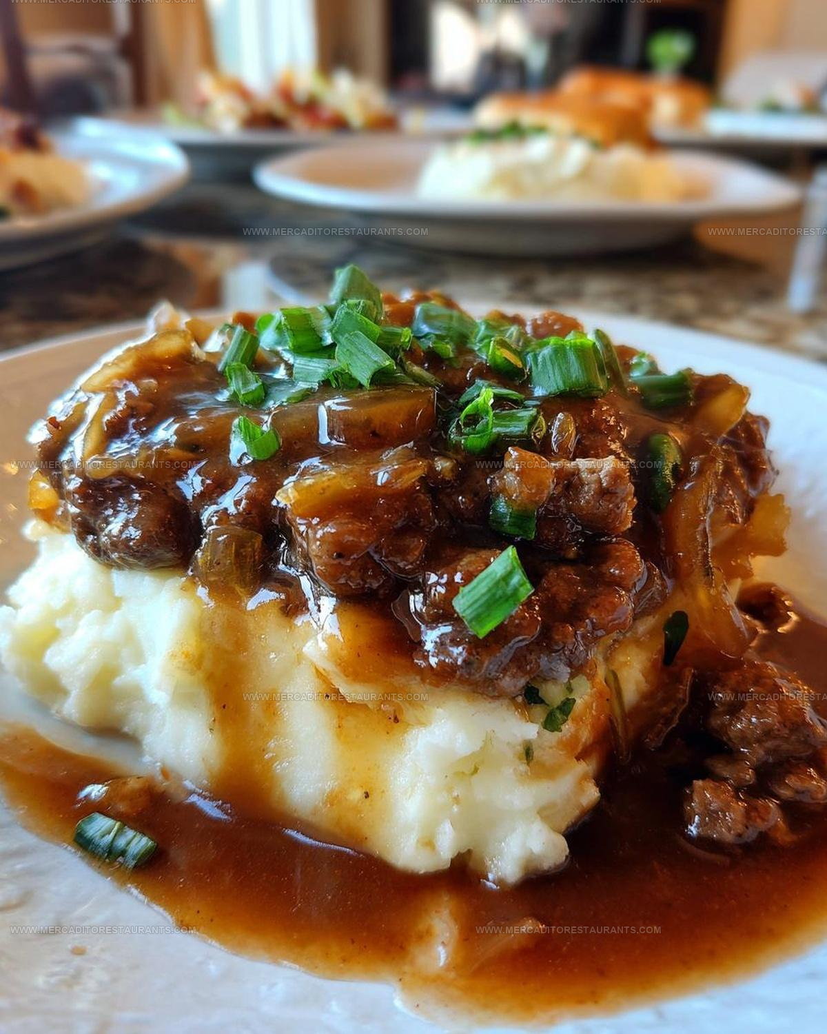 Mashed-Top Amish Hamburger Steak Bake Recipe