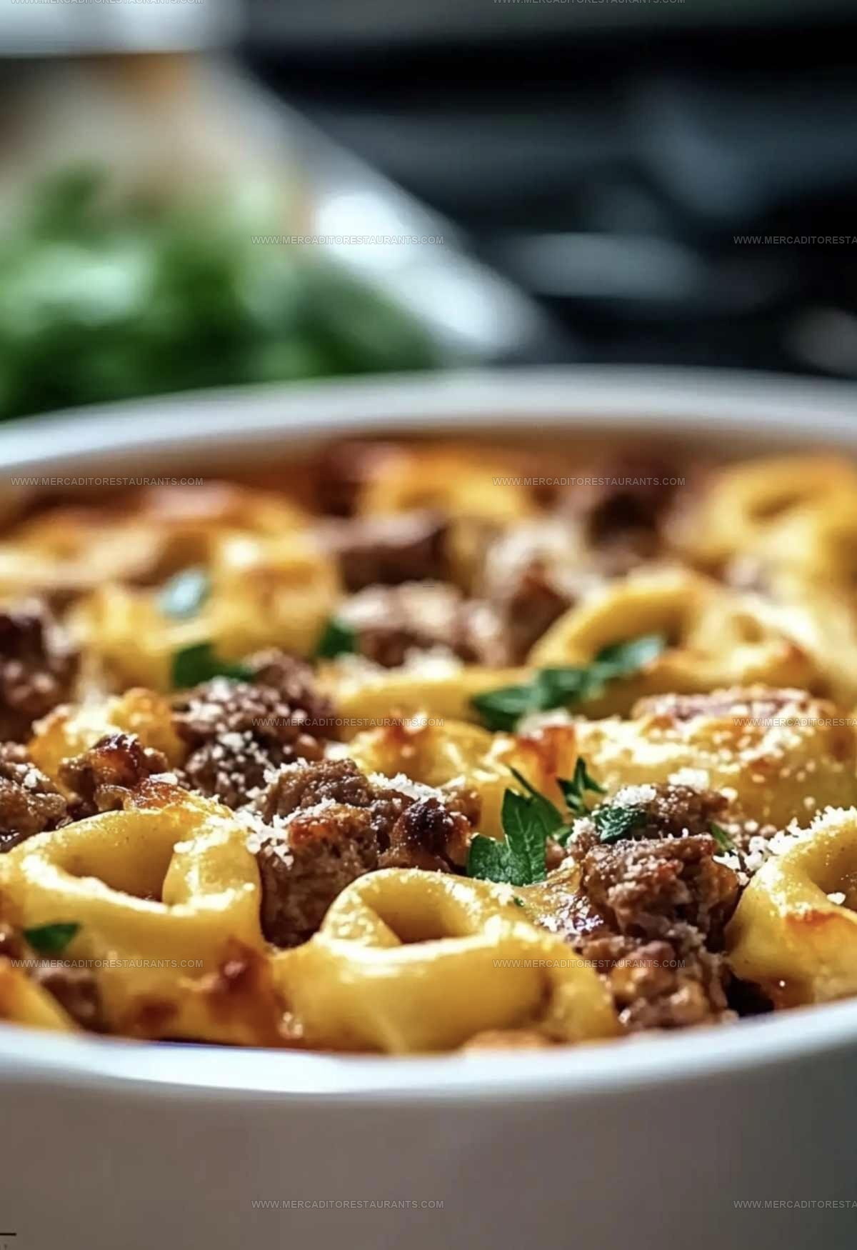 Garlic Parmesan Beef Tortellini Bake Recipe