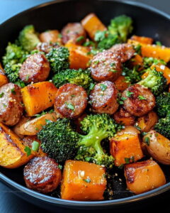 Sheet Pan Sausage Sweet Potatoes With Honey Garlic Sauce Recipe