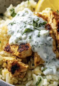 Greek-Inspired Chicken Tzatziki Rice Bake Recipe