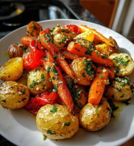 SheetPan Garlic Herb Roasted Potatoes Veggies Recipe
