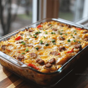 Cheesy Sausage Hashbrown Bake Recipe