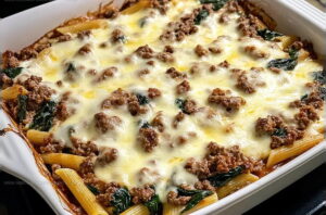 Creamy Beef And Spinach Pasta Bake Recipe