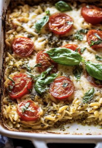 Caprese Pesto Orzo Bake Recipe