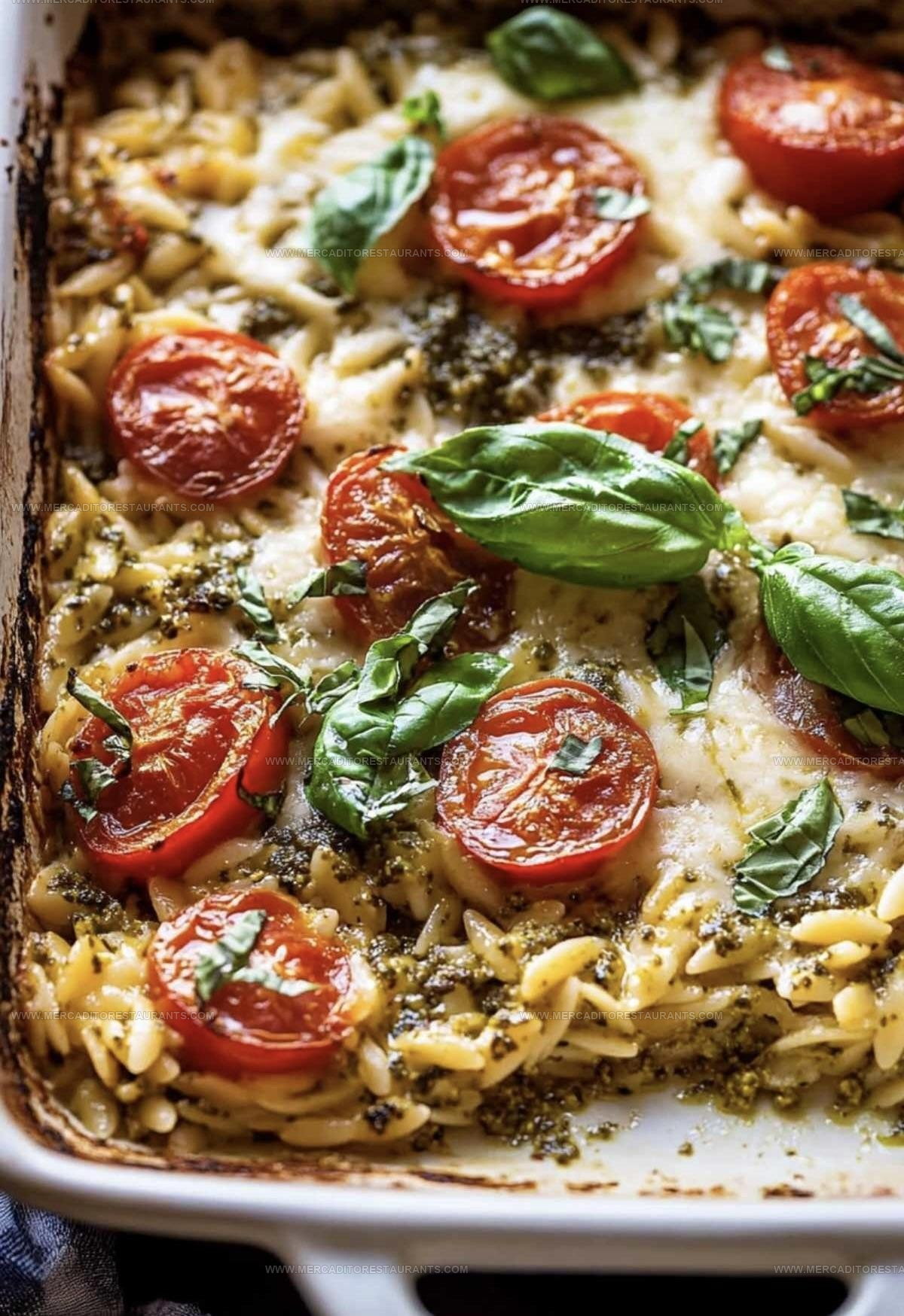 Caprese Pesto Orzo Bake Recipe