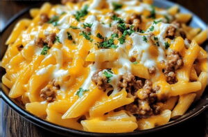 Buffalo Ranch Cheeseburger Pasta Bake Recipe