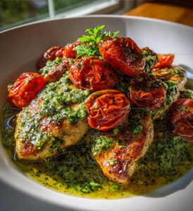 Creamy Skillet Pesto Chicken Tomatoes Recipe