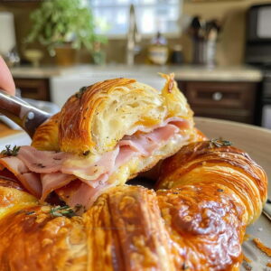Buttery Baked Ham and Cheese Croissants Recipe