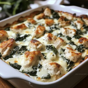 Low-Carb Chicken Spinach Cheese Casserole Recipe