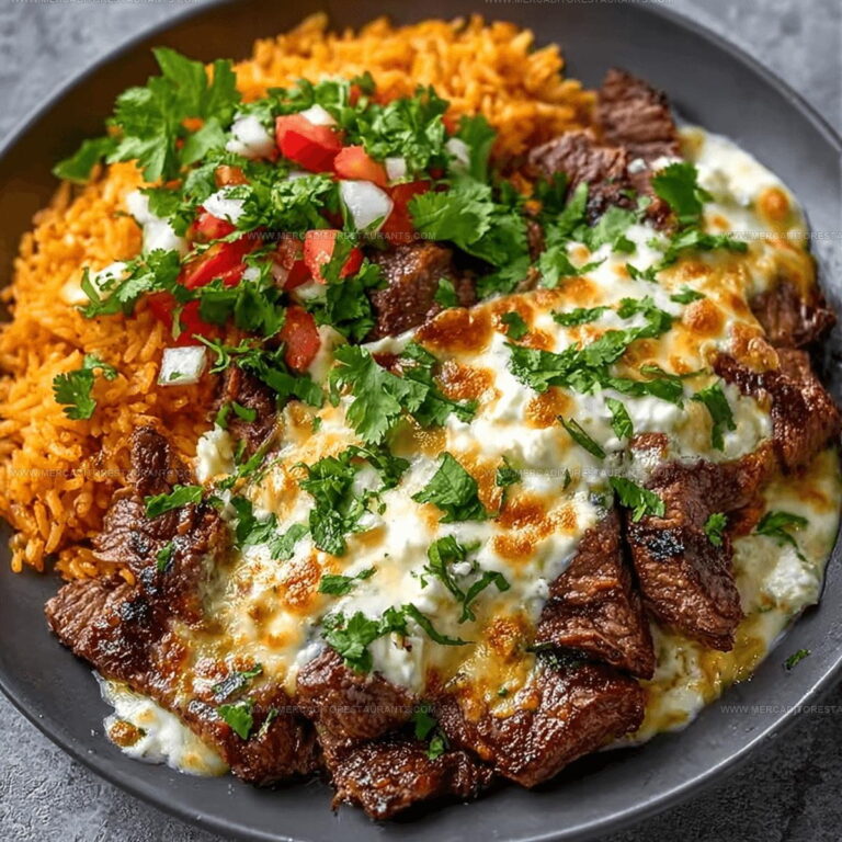 Baked Creamy Queso Rice With Juicy Steak Strips Recipe