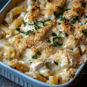 Easy Garlic Chicken Pasta Bake Recipe