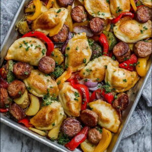 Pierogi Sausage and Veggie Sheet Pan Dinner Recipe