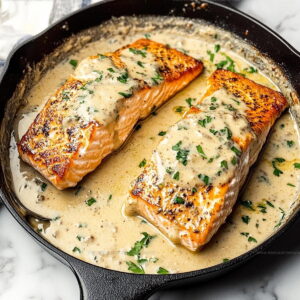 Garlic Herb Baked Boursin Salmon Recipe