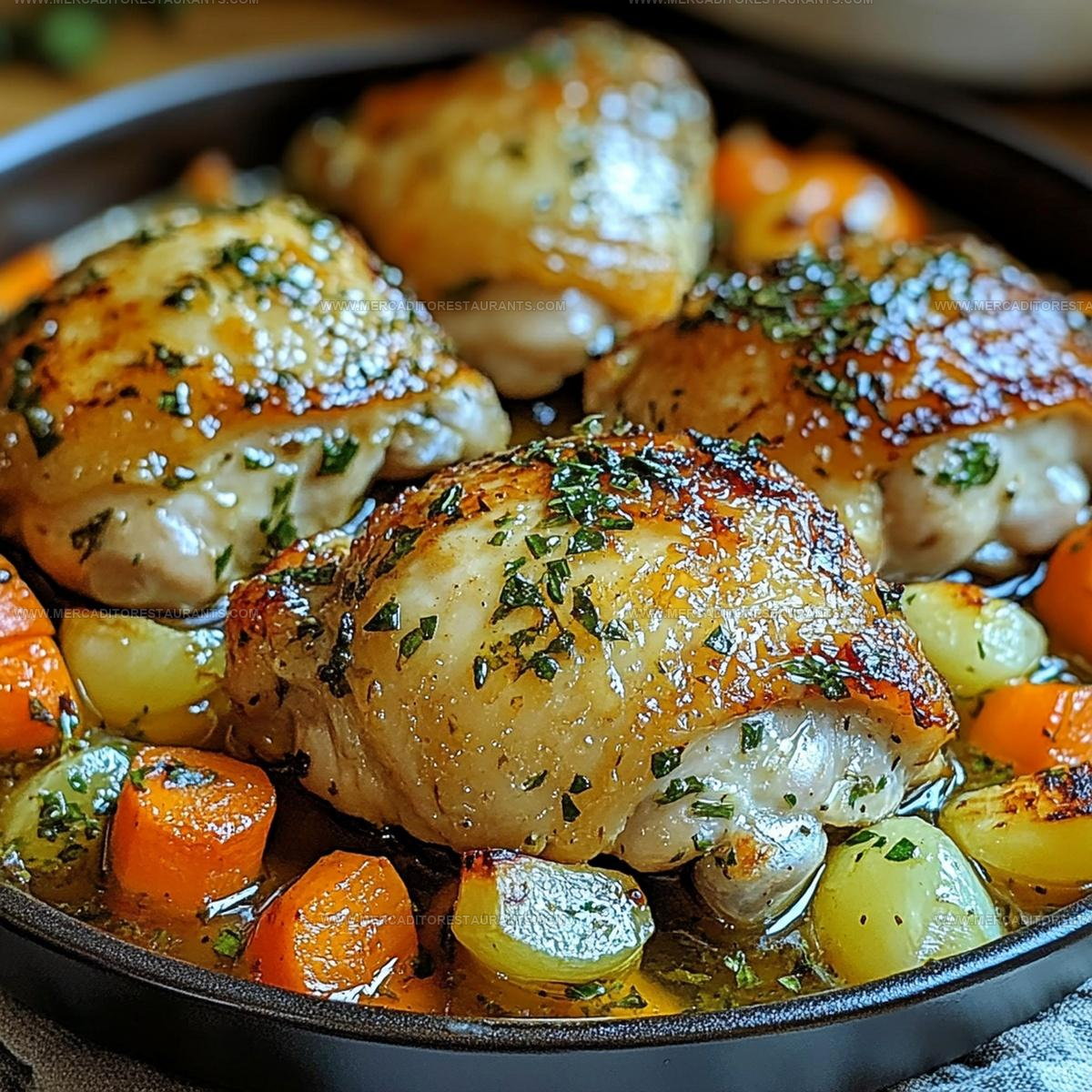 Herb Butter Chicken Thighs with Roasted Vegetables Recipe