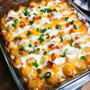 Crispy Chicken Bacon Ranch Tater Tot Casserole Recipe