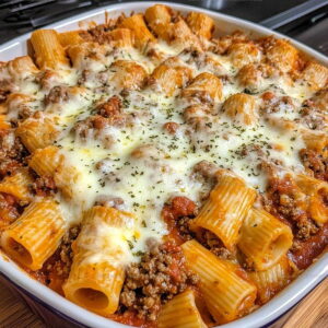 Cheesy Beef Rigatoni Bake Recipe