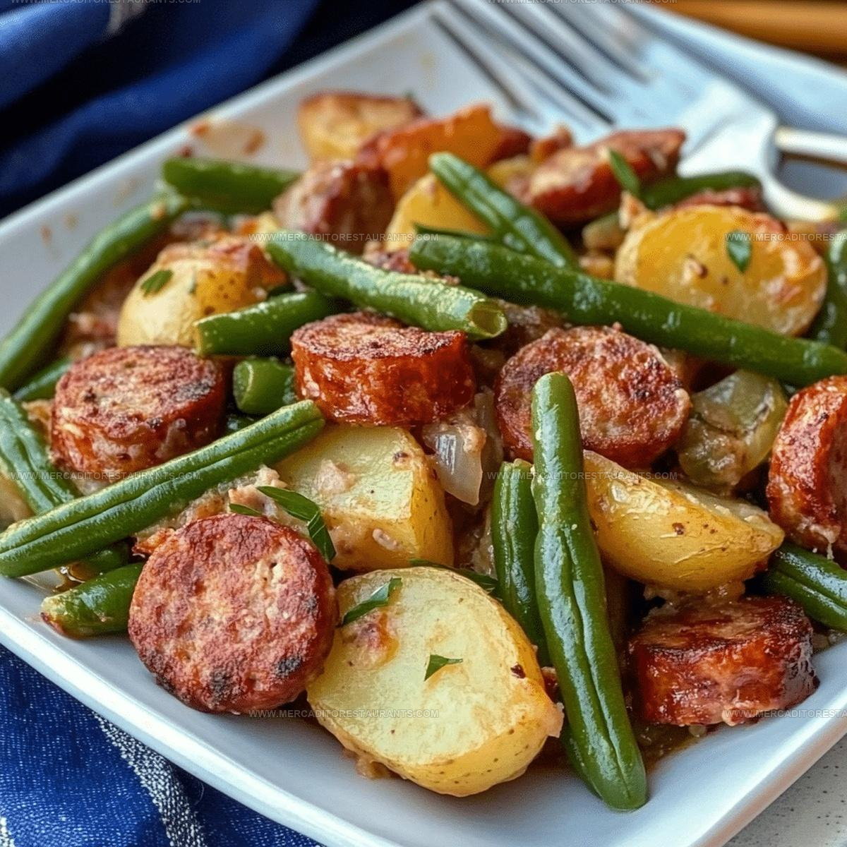 One Pan Sausage Green Bean Potato Casserole Recipe