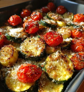 Roasted Garlic Parmesan Zucchini Squash And Tomatoes Recipe