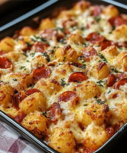 Pizza Sauce Loaded Tot Casserole Recipe