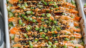 Sushi Bake with Spicy Tuna and Creamy Crab Recipe