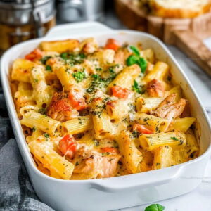 Baked Feta With Pasta And Salmon Recipe