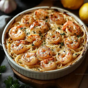 Cheesy Shrimp Scampi Pasta Bake Recipe