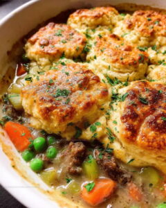 Beef and Herbed Biscuit Pot Pie Recipe