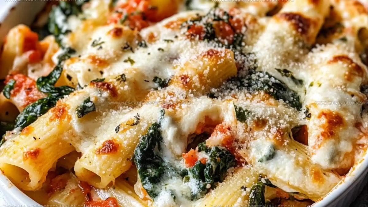 Spinach-Ricotta Baked Rigatoni Pasta Recipe
