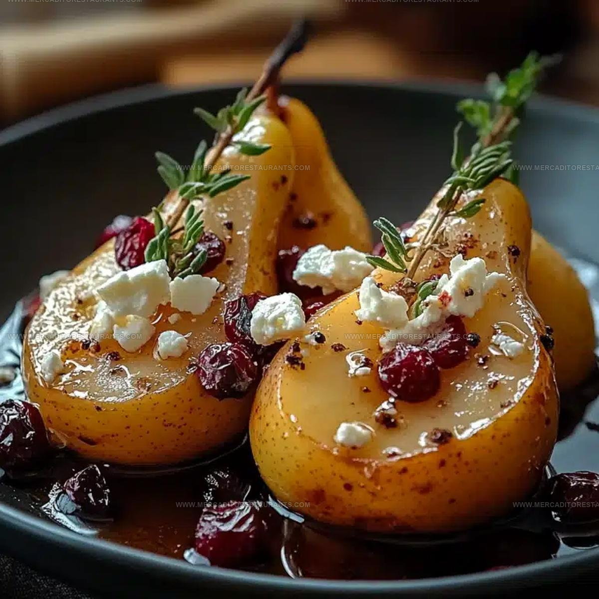 Sweet Savory Baked Pears Feta Cranberries Recipe