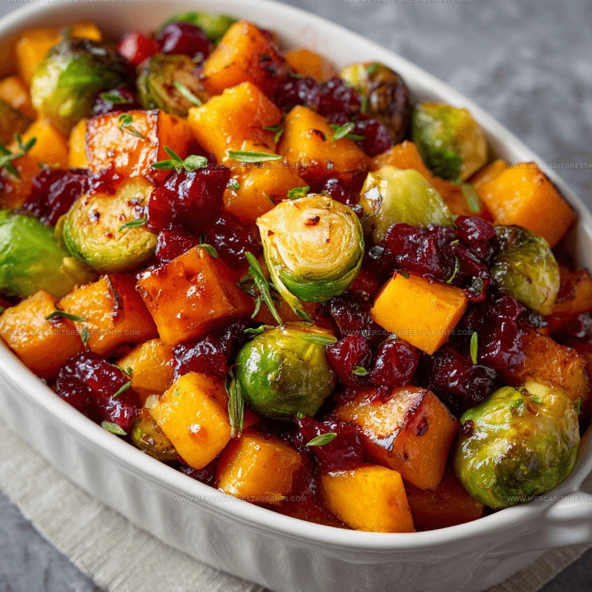 Cranberry Glazed Roasted Butternut Squash Brussels Sprouts Recipe