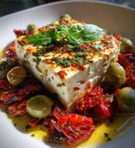 Mediterranean With Baked Feta, Olives, And Sun-Dried Tomatoes Recipe