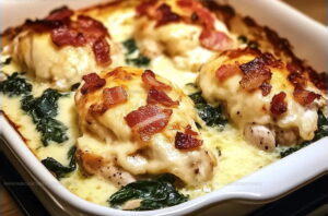 Creamy Bacon Chicken Spinach Bake Recipe