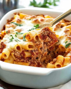 Italian-Style Baked Ziti Meat Sauce Recipe