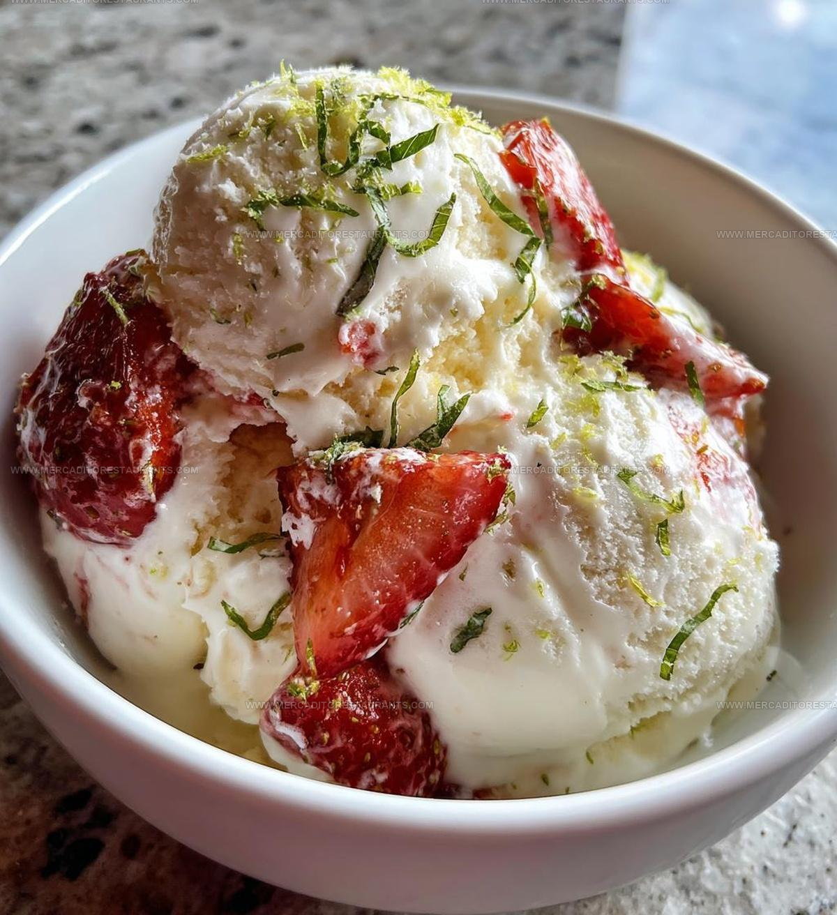 Roasted Strawberries Lime Basil Ice Cream Recipe