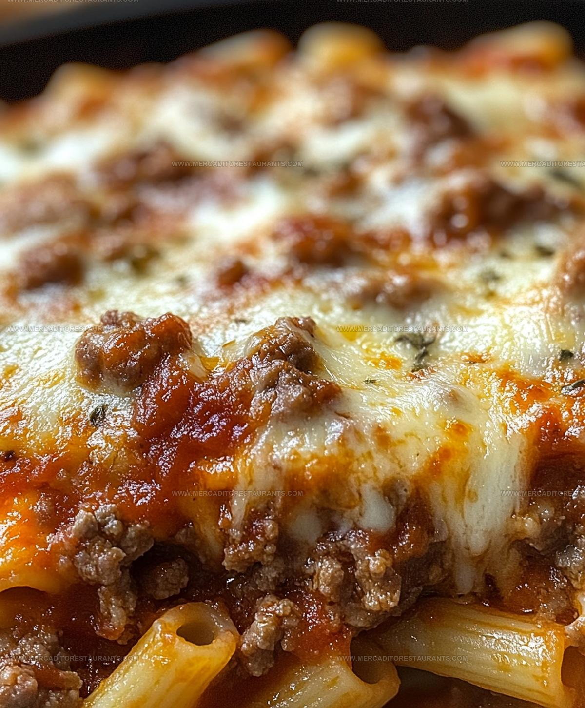 Creamy Cheesy Meaty Baked Ziti Recipe