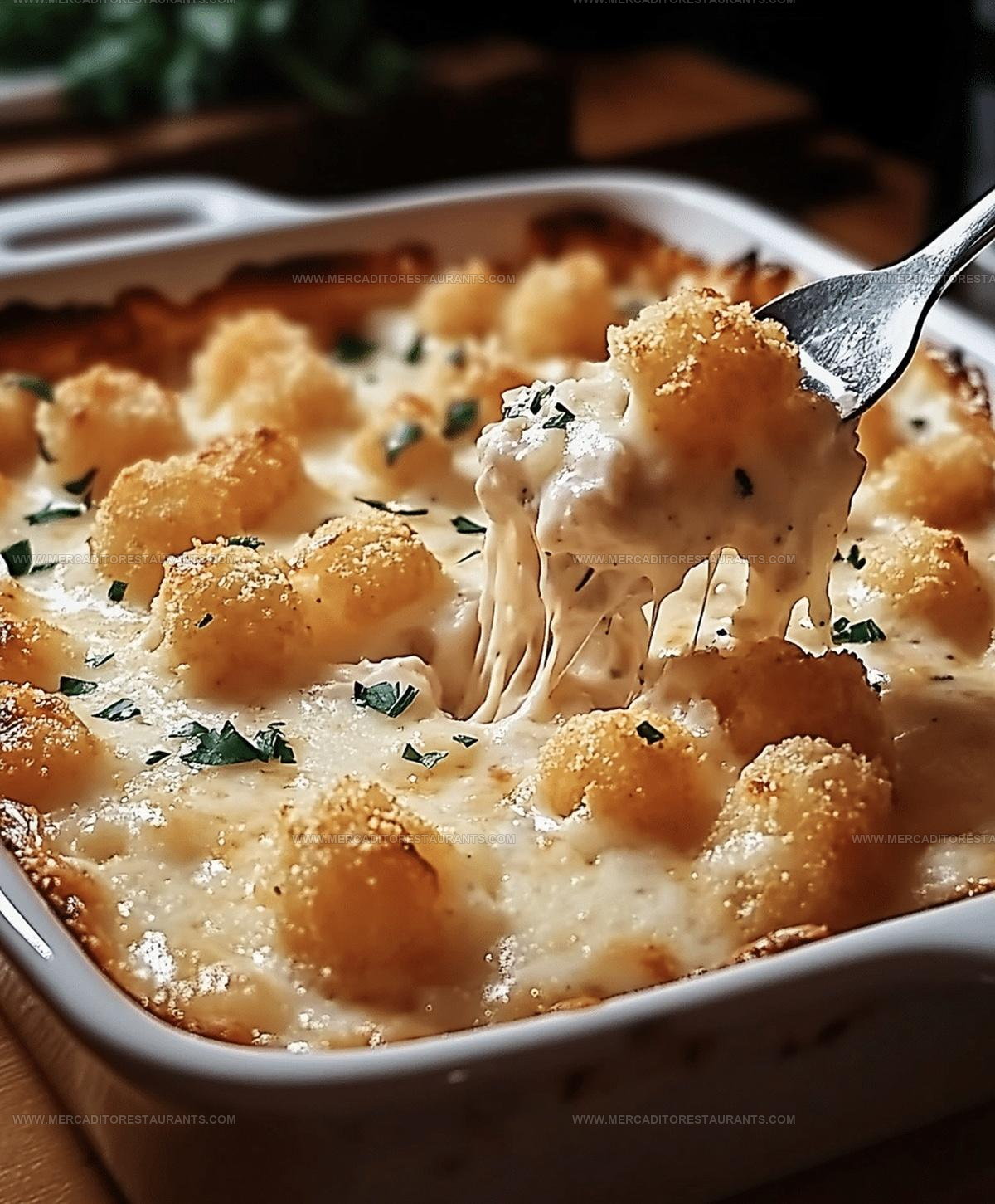 Crispy Tater Tot Chicken Alfredo Casserole Recipe