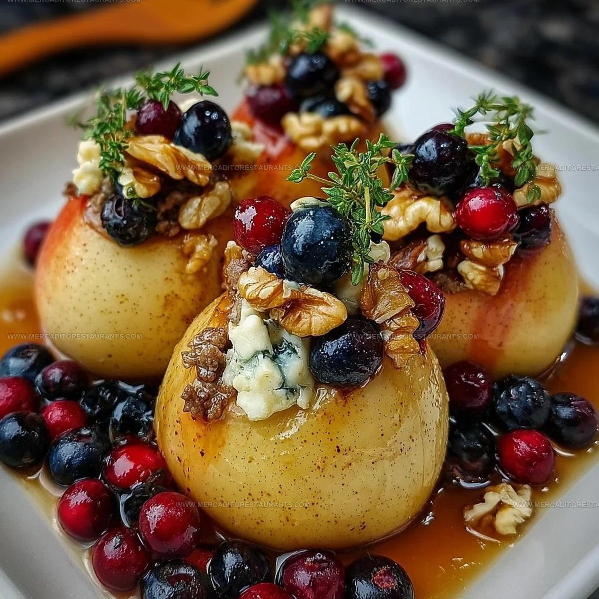 Baked Pears With Berries Honey Walnuts And Blue Cheese Recipe