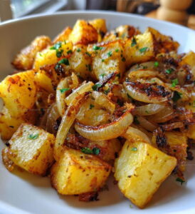 Crispy Oven Fried Potatoes Onions Recipe