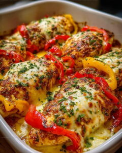 Baked Cheesy Chicken Peppers Recipe