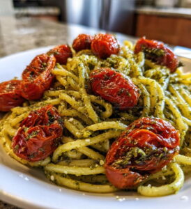 Pesto Pasta With Roasted Tomatoes Recipe