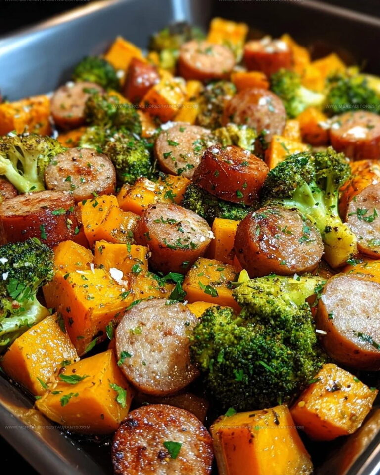 Sheet Pan Sausage and Sweet Potatoes with Honey Garlic Sauce Recipe