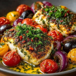 Mediterranean Baked Cod With Olives Recipe