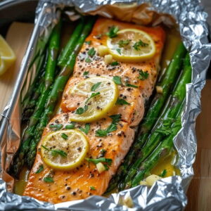 Foil-Baked Salmon with Garlic Lemon Butter Sauce Recipe