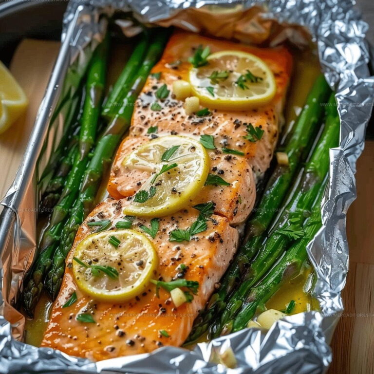 Foil-Baked Salmon with Garlic Lemon Butter Sauce Recipe