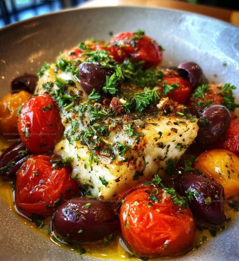 Mediterranean Tomato Olive Baked Cod Recipe