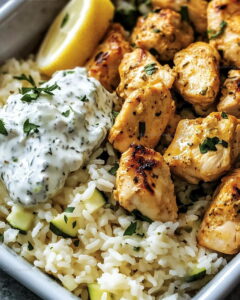 Lemon-Herb Chicken Tzatziki Rice Bake Recipe