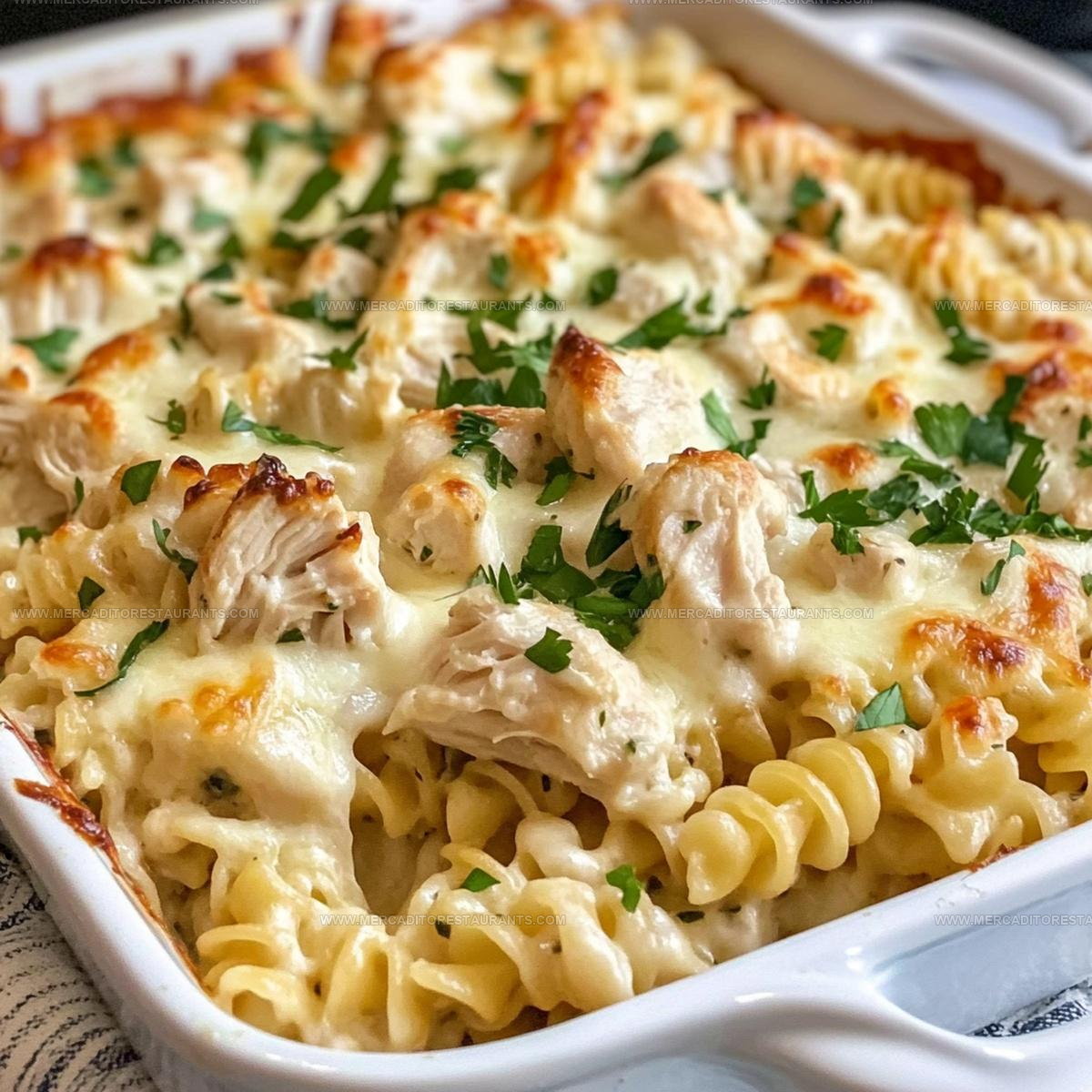 Garlic Alfredo Parmesan Chicken Pasta Bake Recipe