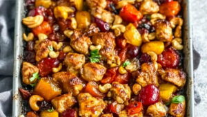Sheet Pan Cashew Chicken Recipe